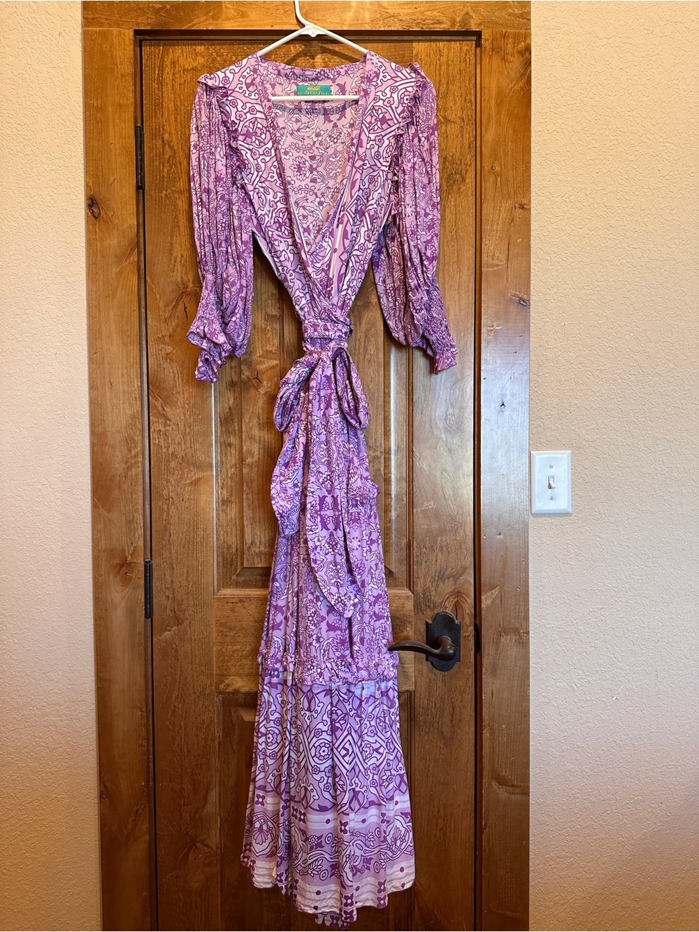 Feather & Find Purple Floral Ruffle Wrap Maxi Dress Size M